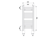 Silver 600X700 mm egyenes elektromos törölközőszárító radiátor fehér, 600W-os fehér termosztátos fűtőpatronnal, végdugóval