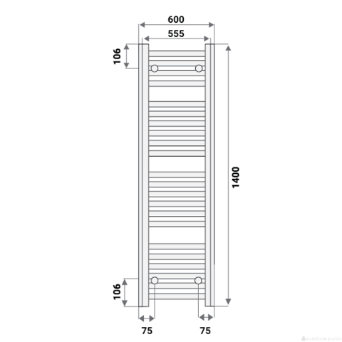Silver 600X1400 mm íves törölközőszárító radiátor króm