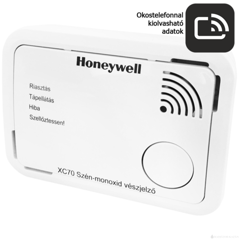 Honeywell XC70-HU-A szénmonoxid riasztó, okostelefonnal kiolvasható adatok