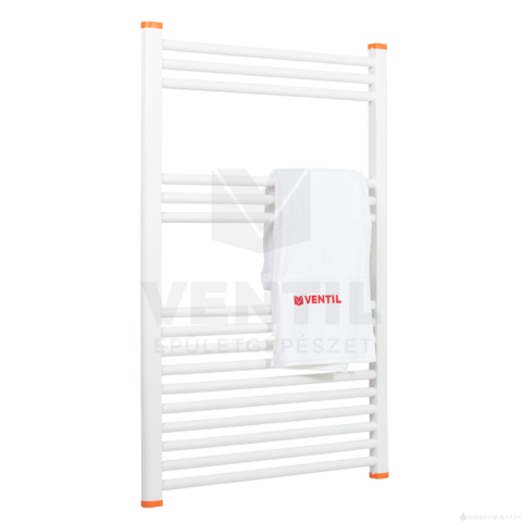 Silver 700X1000 mm egyenes elektromos törölközőszárító radiátor fehér, 600W-os fehér termosztátos fűtőpatronnal, végdugóval