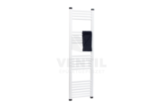 Silver 400X1400 mm egyenes elektromos törölközőszárító radiátor fehér, 600W-os fehér termosztátos fűtőpatronnal, végdugóval