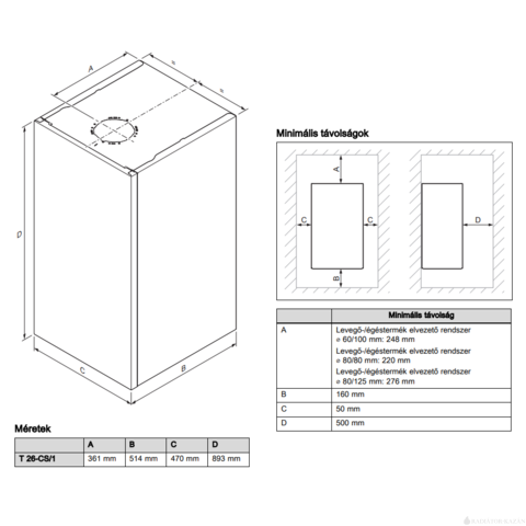 Saunier Duval IsoFast Condens T 26-CS/1 (N-HU) fali kondenzációs kombi gázkazán beépített tárolóval 26kW