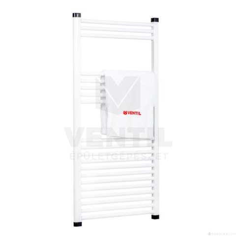 Silver 600X1200 mm egyenes elektromos törölközőszárító radiátor fehér, 600W-os fehér termosztátos fűtőpatronnal, végdugóval
